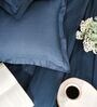 Drak Blue 400TC 100% Cotton Solid Flat Super King Bedsheet With 2 Pillow Covers