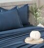 Drak Blue 400TC 100% Cotton Solid Flat Super King Bedsheet With 2 Pillow Covers