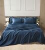 Drak Blue 400TC 100% Cotton Solid Flat Super King Bedsheet With 2 Pillow Covers