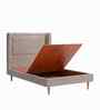 Misty Moon Boucle Kids Toddler Bed With Box Storage In Light Brown Colour