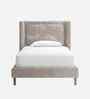 Misty Moon Boucle Kids Twin Bed With Box Storage In Cream Colour