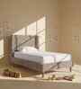 Misty Moon Boucle Kids Twin Bed With Hydraulic Storage In Light Grey Colour