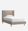 Misty Moon Boucle Kids Twin Bed With Hydraulic Storage In Light Grey Colour