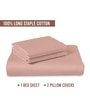 Misty Rose Solid 400 TC Cotton King Sized Bedsheet with 2 Pillow Covers