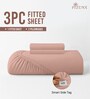 Misty Rose Solid 400 TC Cotton King Sized Fitted sheet with 2 Pillow Covers