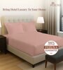 Misty Rose Solid 400 TC Cotton Queen Sized Fitted sheet with 2 Pillow Covers