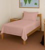 Misty Rose Solid 400 TC Cotton Single Sized Bedsheet with 1 Pillow Cover