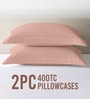 Misty Rose Solid 400 TC Cotton Standard Sized 2 Pillow Covers