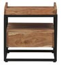 Miwok Solid Wood Night Stand in Premium Acacia Finish with Black Frame
