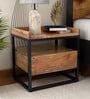 Miwok Solid Wood Night Stand in Premium Acacia Finish with Black Frame