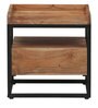 Miwok Solid Wood Night Stand in Premium Acacia Finish with Black Frame