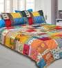 Multicolor Traditional 300 TC Cotton 1 Double Bedsheet with 2 Pillow Covers