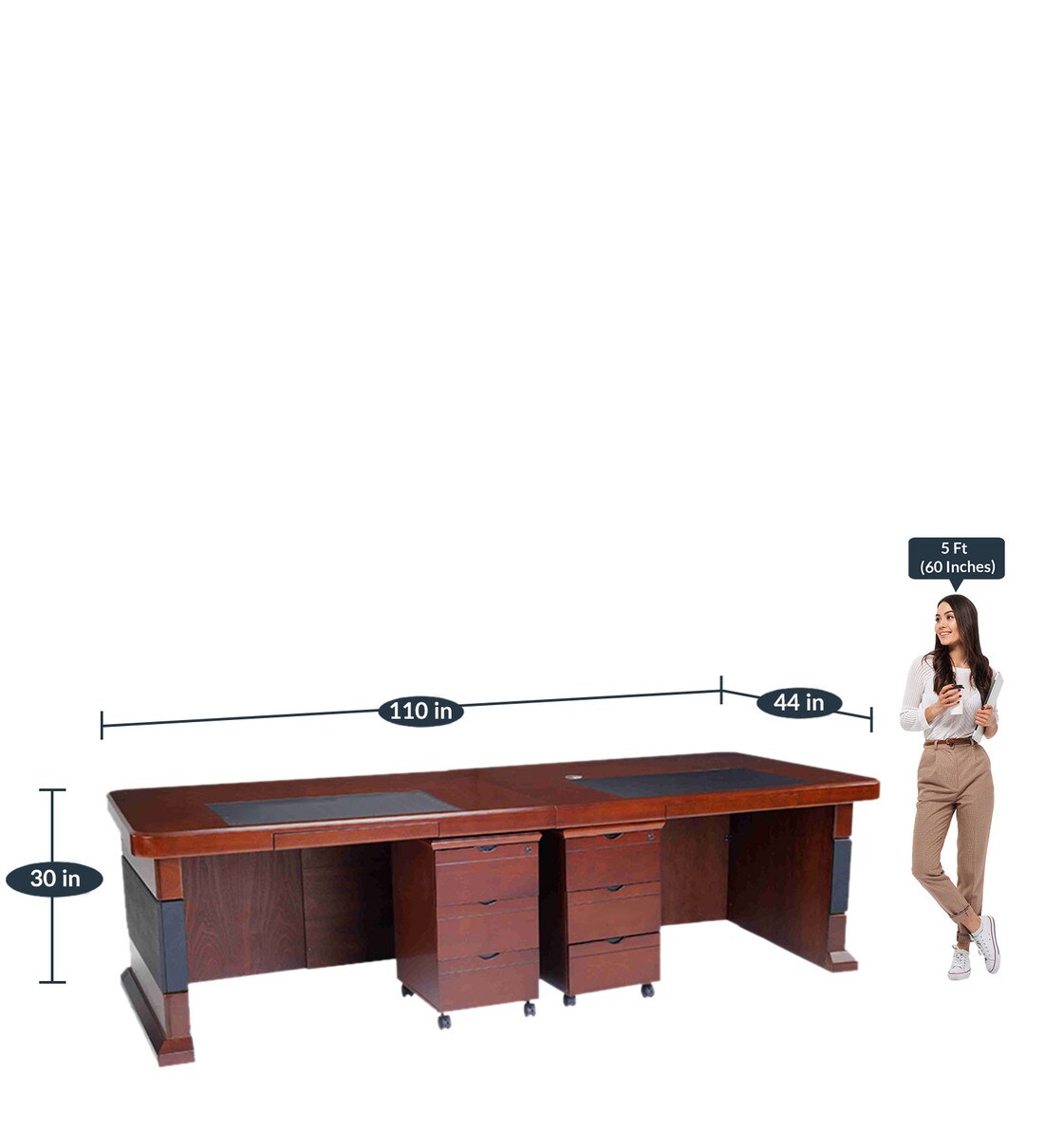 Buy MJ Dual Seat Executive Desk in Red Cherry Colour by Durian Online