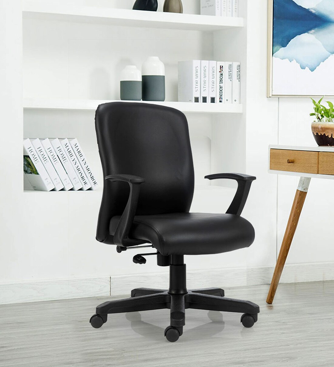 Buy Oxford Ergonomic Chair in Black Colour By Durian Online Mid Back