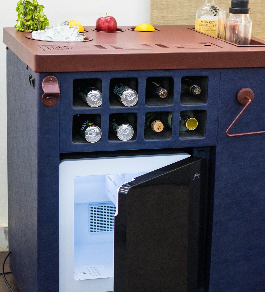 Buy Model X Home Bar Cabine With Built in 30L Fridge & Wheels in