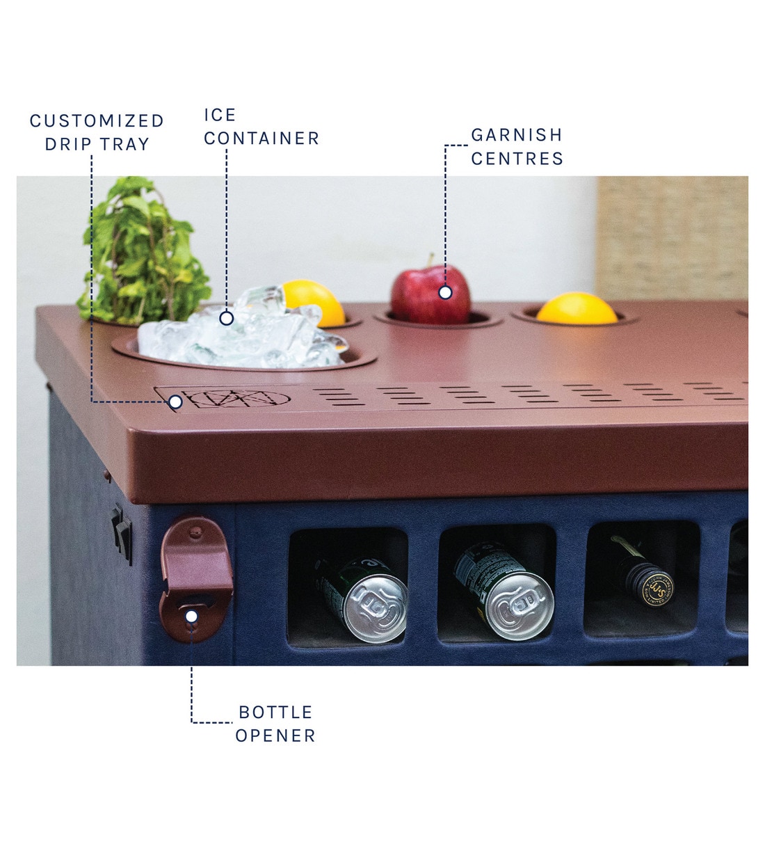 Buy Model X Home Bar Cabine With Built in 30L Fridge & Wheels in