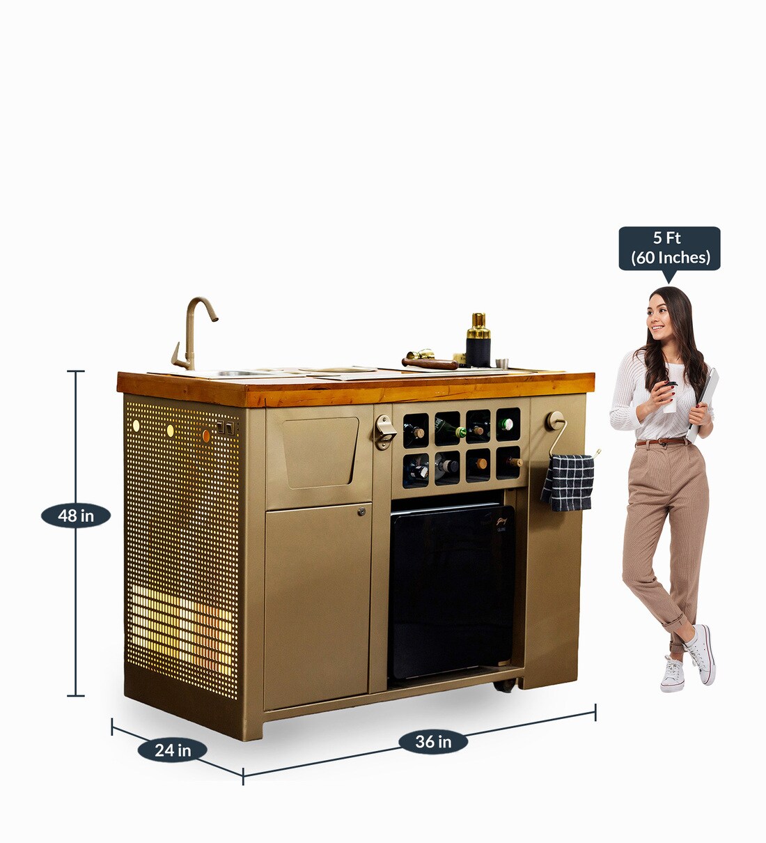 Buy AllInOne Bar with builtin 30L Godrej Qube Fridge