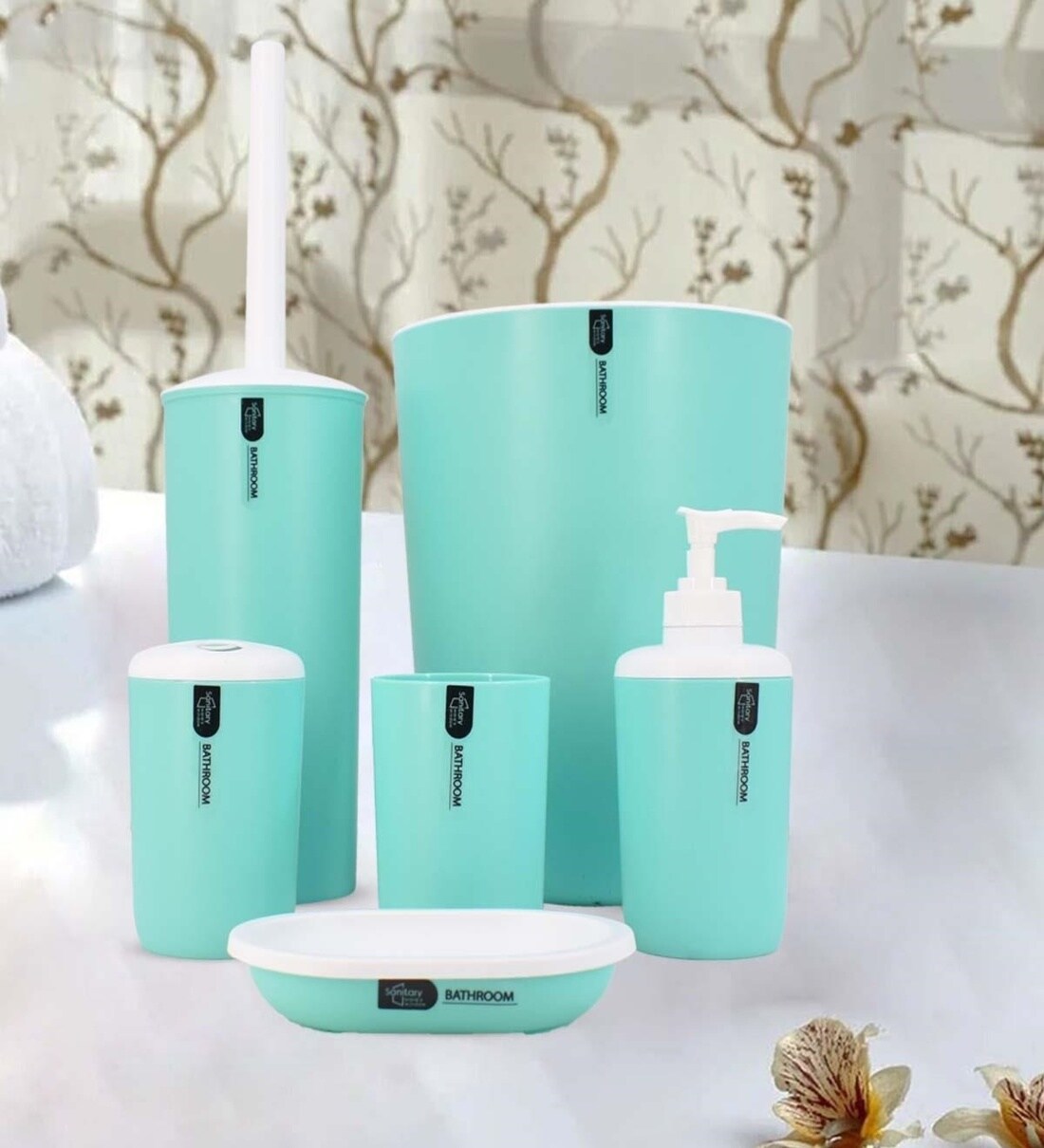 Buy Modern Green Acrylic Set of 6 Bath Accessories Set by Kookee at 20 OFF by Kookee Pepperfry