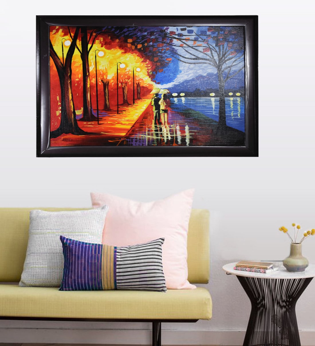 Buy Multicolour D cor Modern Canvas Framed Oil Paint Hand Paintings at