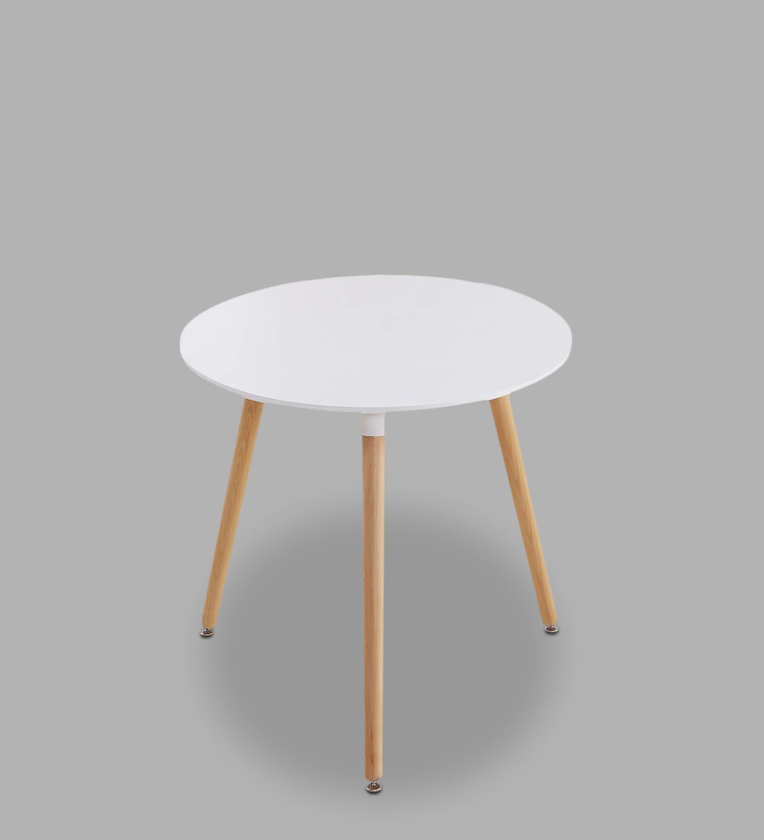 Buy Modern Round Dining Coffee Table with Wooden Legs in White Colour