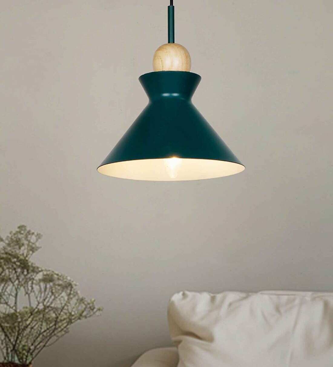 Modern Scandinavian Mild Steel Wood Pendant Hanging Light