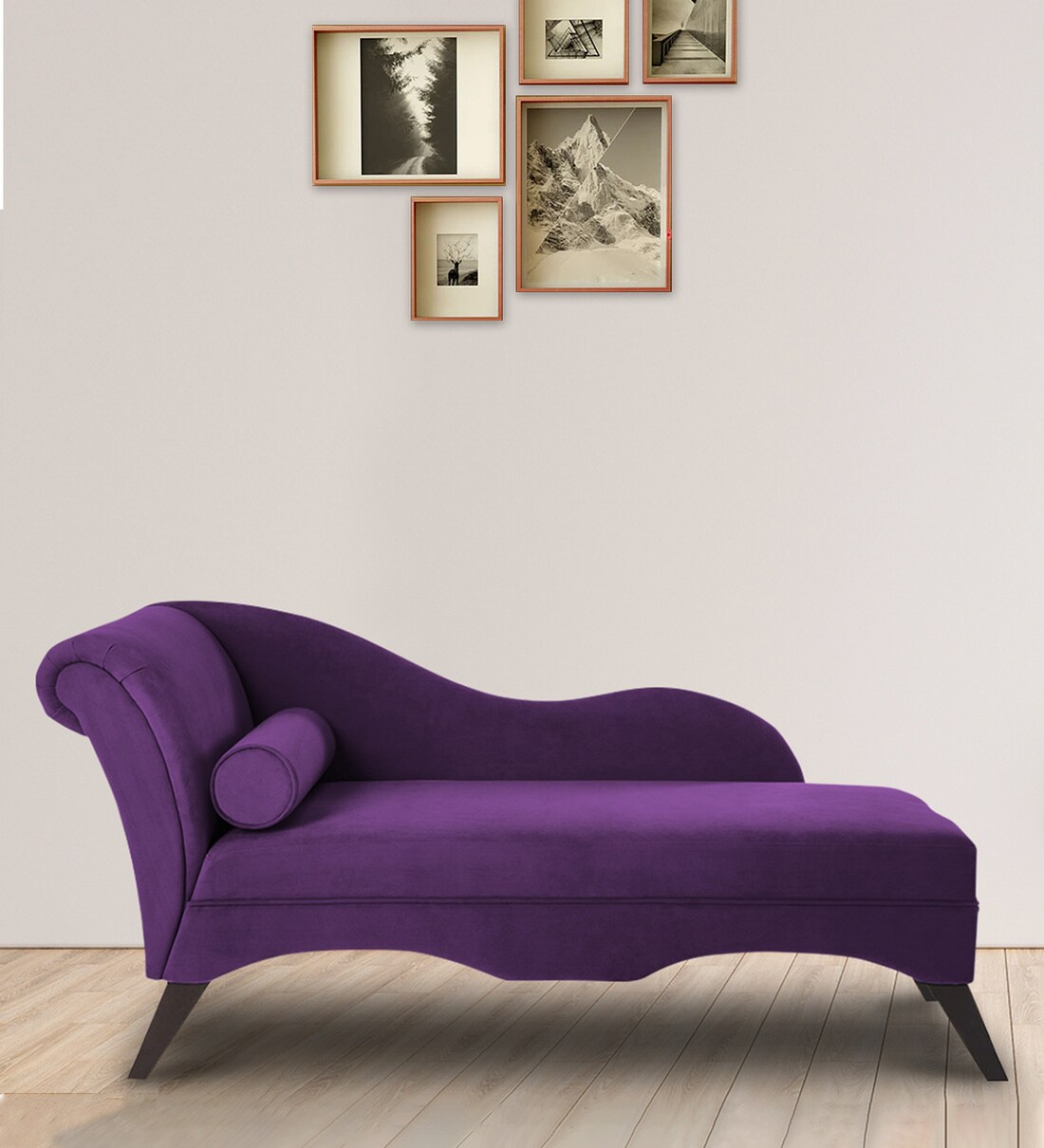 Buy Modern Velvet Chaise Lounger in Purple Colour by Dreamzz Furniture