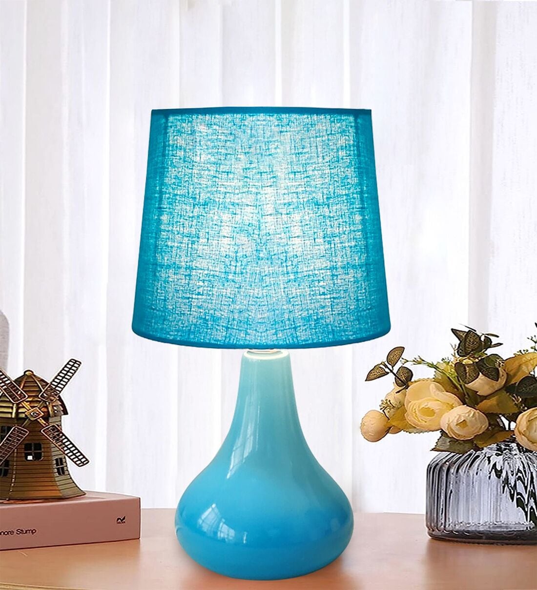 Small turquoise table clearance lamp