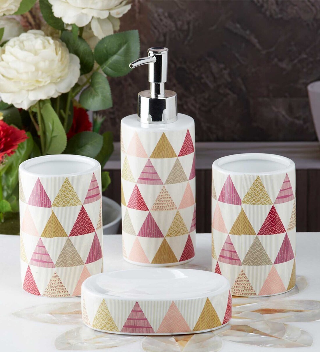 Buy Modern White Ceramic (Set of 4) Bath Set at 100 OFF by Kookee