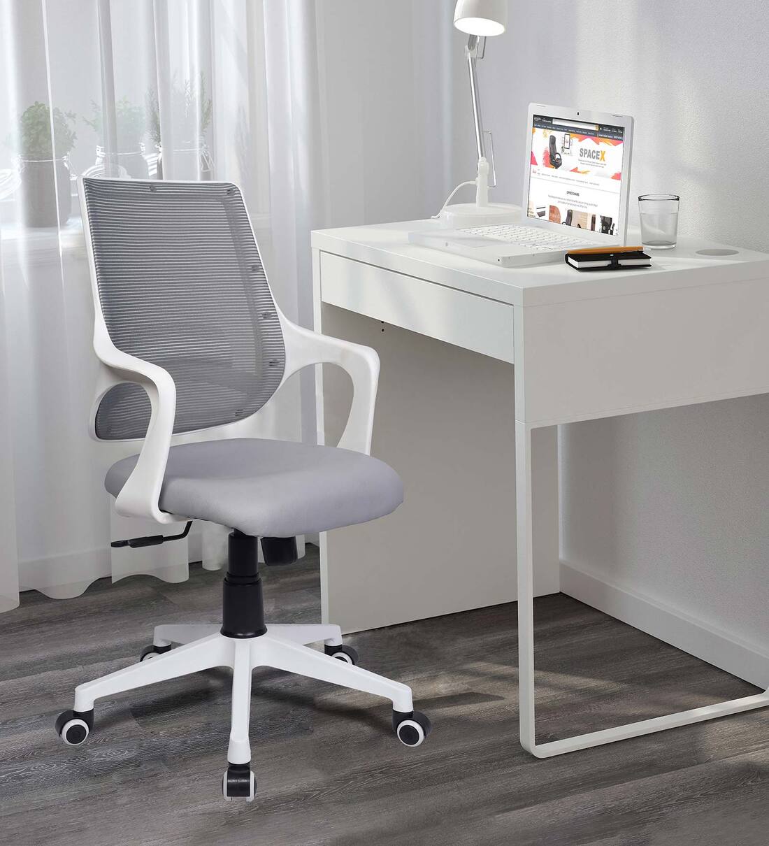 Mono Breathable Mesh Ergonomic Chair in White Grey Colour