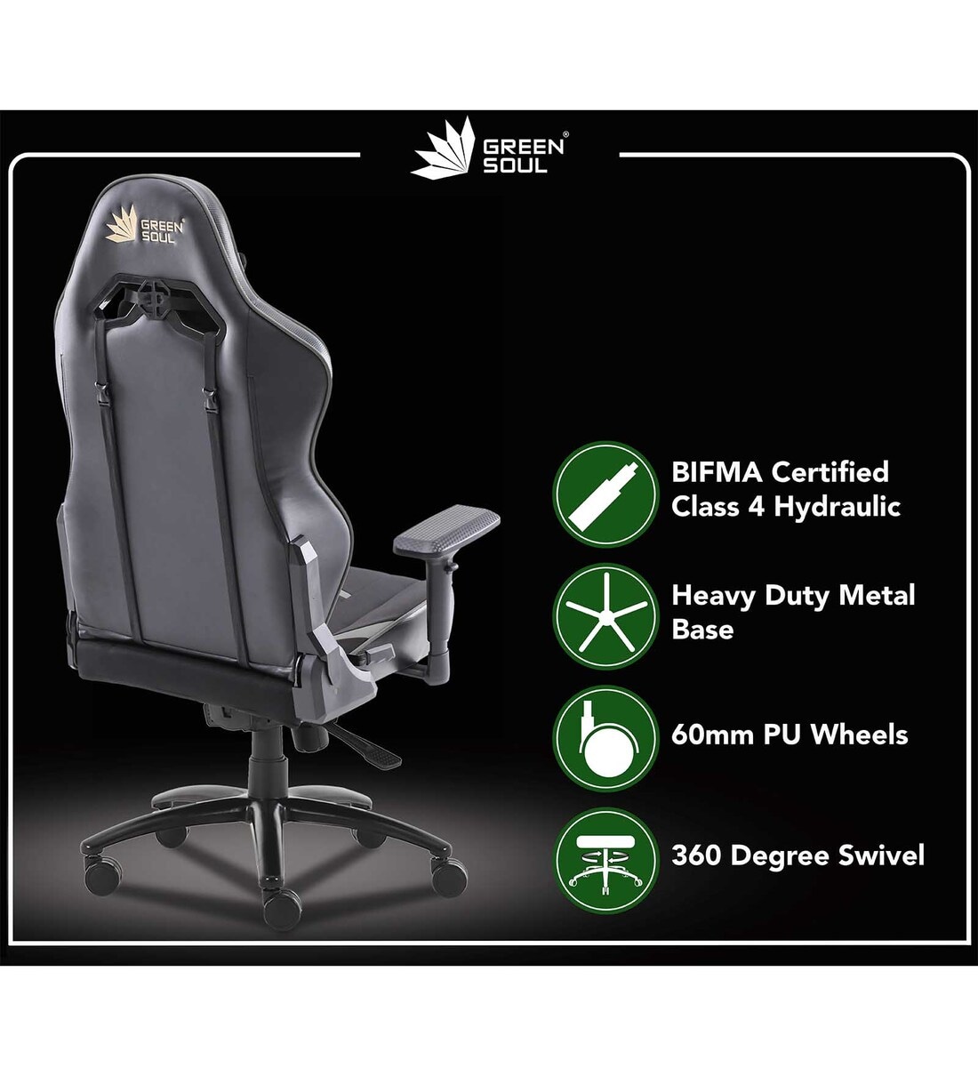 Buy Monster Pro Fabric Gaming Chair in Black & Grey Colour at 47% OFF by  Green Soul