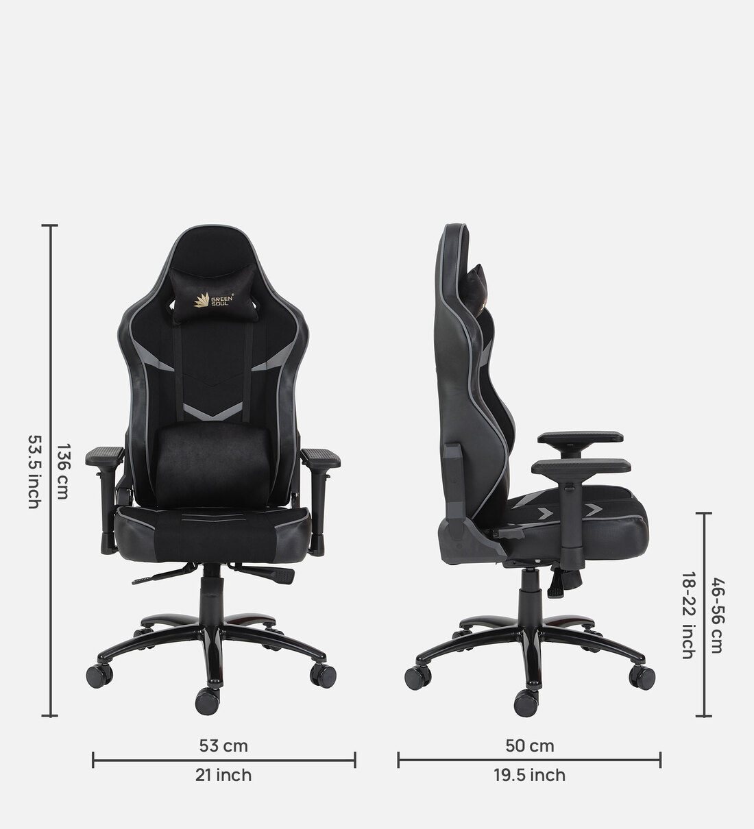Buy Monster Pro Fabric Gaming Chair in Black & Grey Colour at 47% OFF by  Green Soul