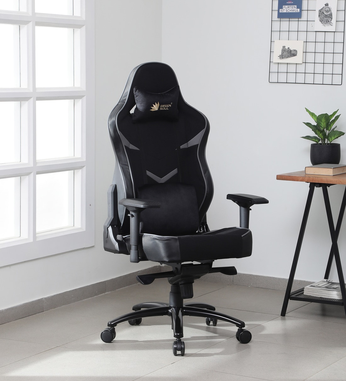 Buy Monster Fabric Gaming Chair in Black Grey Colour at 47