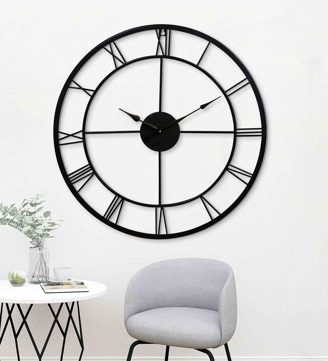 Buy Louise Black Metal Wall Clock by Random at 6 OFF by Random Pepperfry