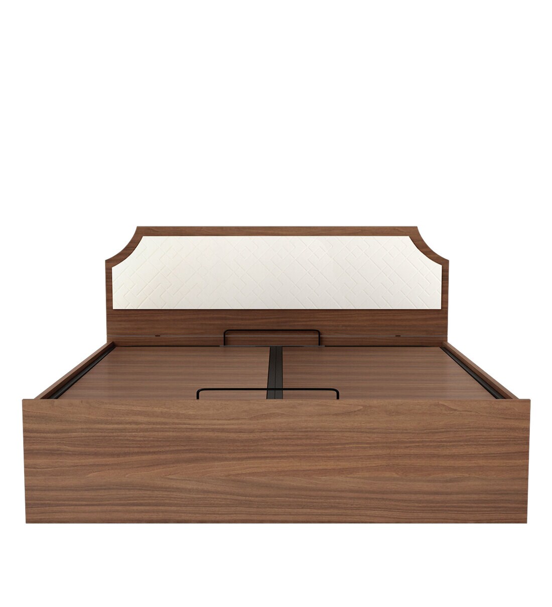 Buy Morf Queen Size Bed in Brown & Cream Finish with Hydraulic Storage