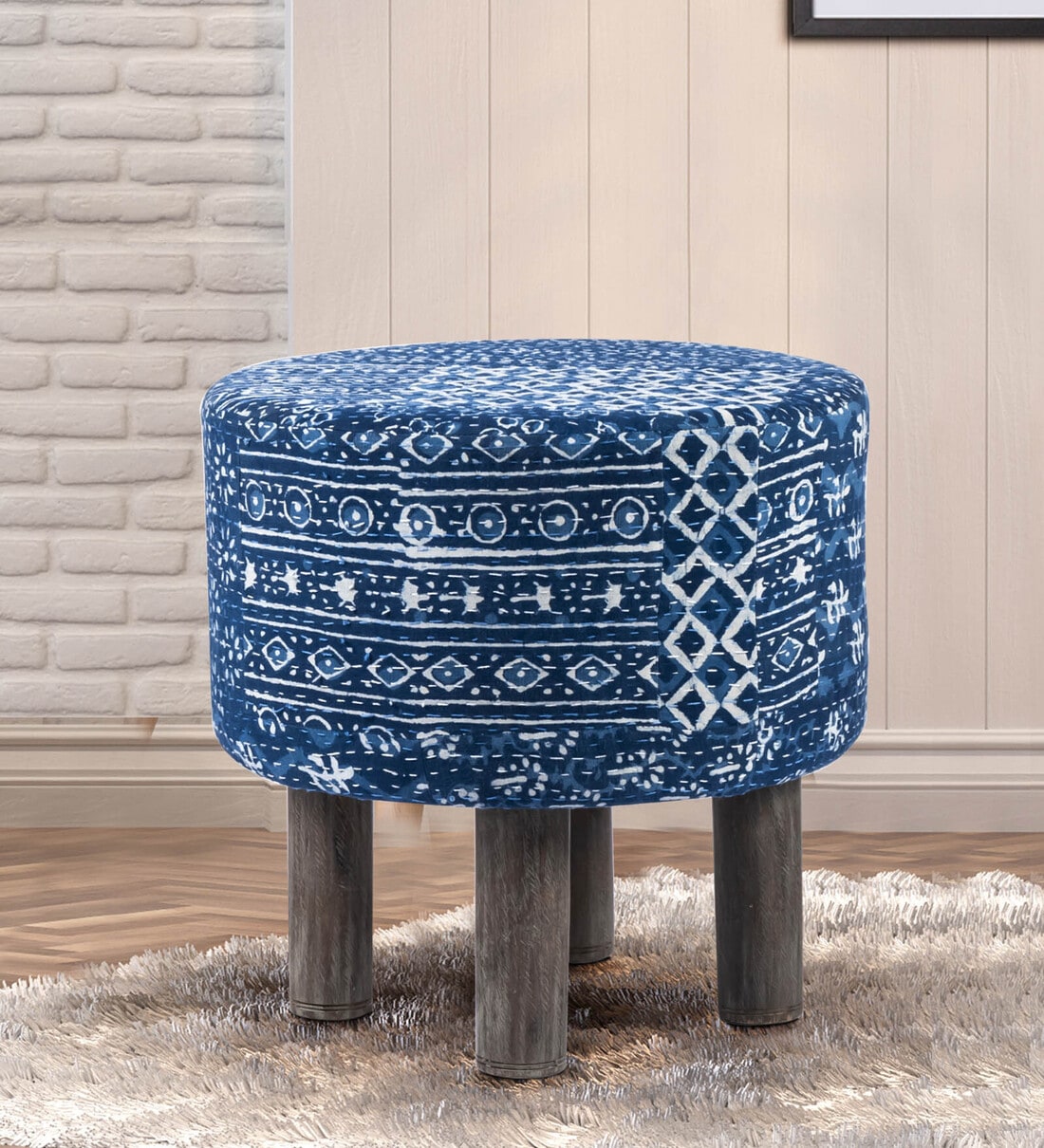 Buy Fabric Seating Stool in Indigo Colour at 28 OFF by Ikiriya