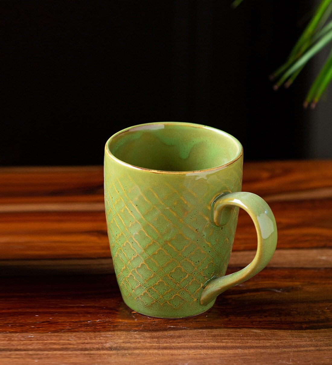 Buy Moroccan Pistachio 300ml Green & Gold Ceramic Coffee Mug at 38% OFF ...