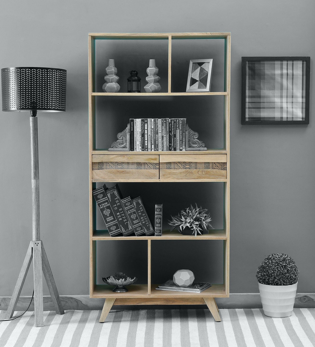 Buy Morocco Solid Wood Tall Book Shelf In Natural Finish Woodsworth By Pepperfry Online Contemporary Book Shelves Book Shelves Furniture Pepperfry Product