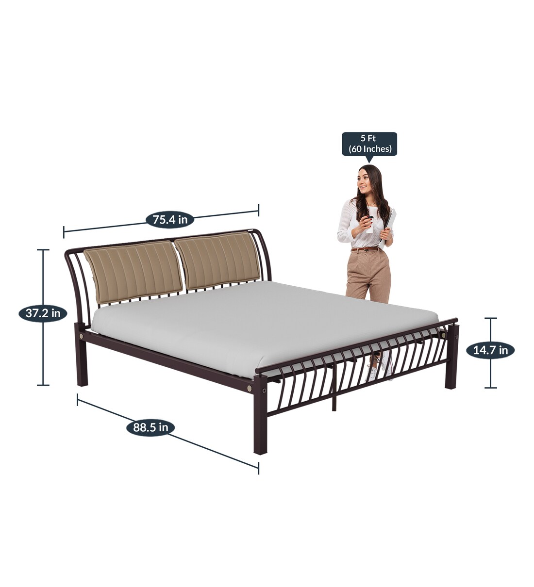 Buy Morpheus King Size Bed in Shell Wine Red Colour by Godrej Interio Online Contemporary King