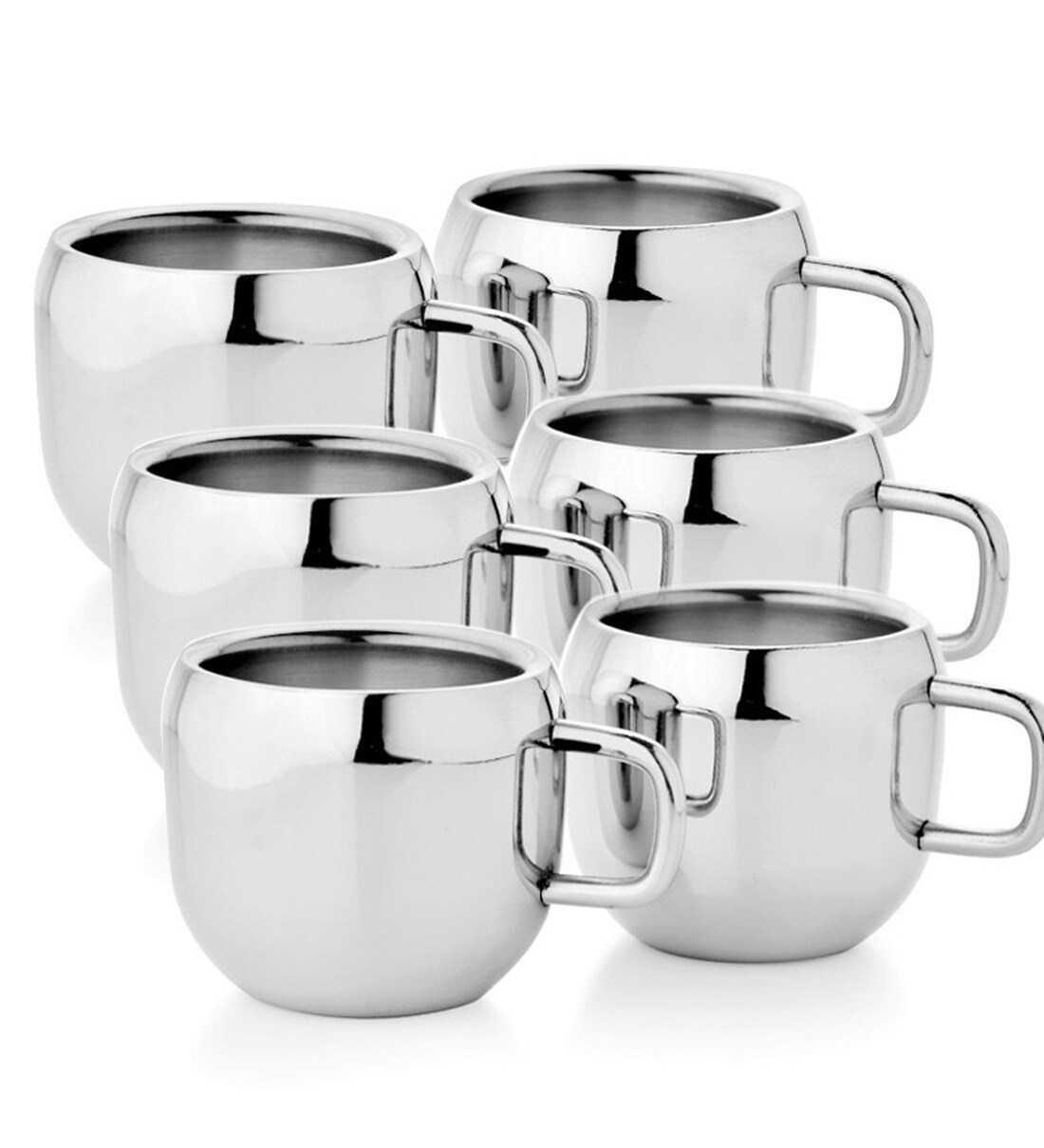 Buy Mosaic Stainless Steel 150 ML Tea Cups Set Set of 6 Online