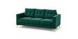 Modern Tufted 3 Seater Sofa In Green Colour With Golden Legs Finish Modern Tufted 3 Seater Sofa In Green Colour With Golden Legs Finish