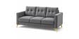 Modern Tufted 3 Seater Sofa In Grey Colour With Golden Legs Finish Modern Tufted 3 Seater Sofa In Grey Colour With Golden Legs Finish