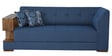 Modish RHS Sectional Sofa in Blue Colour with Natural Colour Side Table in L Shape