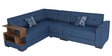 Modish RHS Sectional Sofa in Blue Colour with Natural Colour Side Table in L Shape