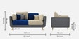 Montez Velvet 2 Seater Sofa in Blue & Beige Colour