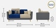 Montez Velvet 2 Seater Sofa in Blue & Beige Colour