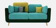 Montez Velvet 2 Seater Sofa in Turquoise & Green Colour
