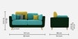 Montez Velvet 2 Seater Sofa in Turquoise & Green Colour