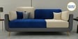 Montez Velvet 3 Seater Sofa in Blue & Beige Colour