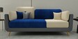 Montez Velvet 3 Seater Sofa in Blue & Beige Colour