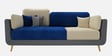 Montez Velvet 3 Seater Sofa in Blue & Beige Colour